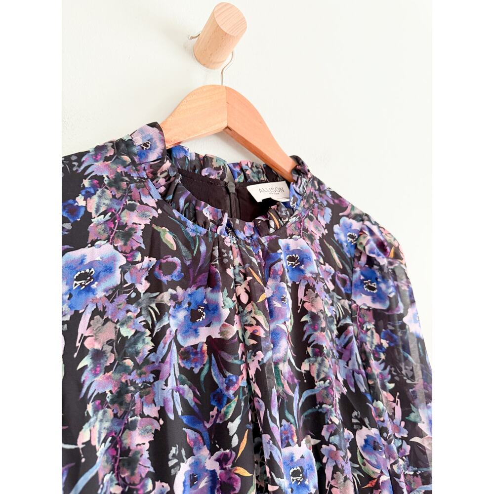 Allison New York | Carter Mini Dress in Fall Florals Purple | Sz XS - Picture 6 of 12